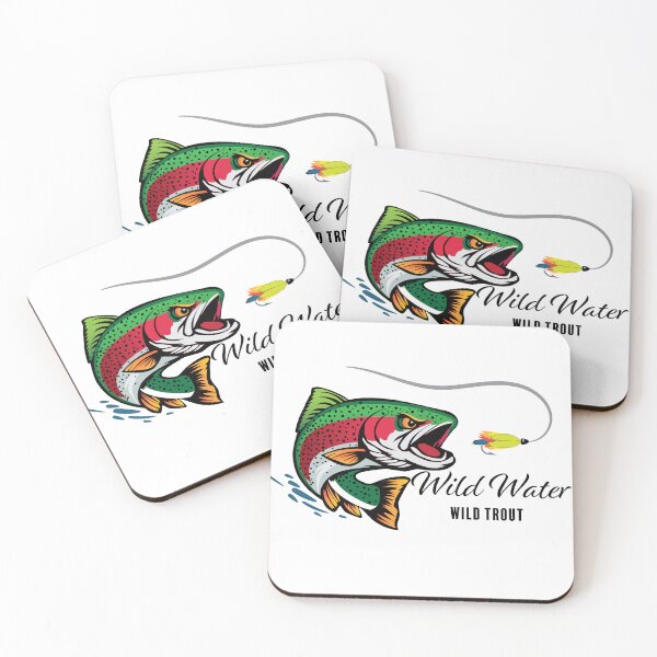 Item preview, Rainbow trout fishing logo style illustration "Wild Water, Wild Ttout". designed and sold by Art-Horizon.