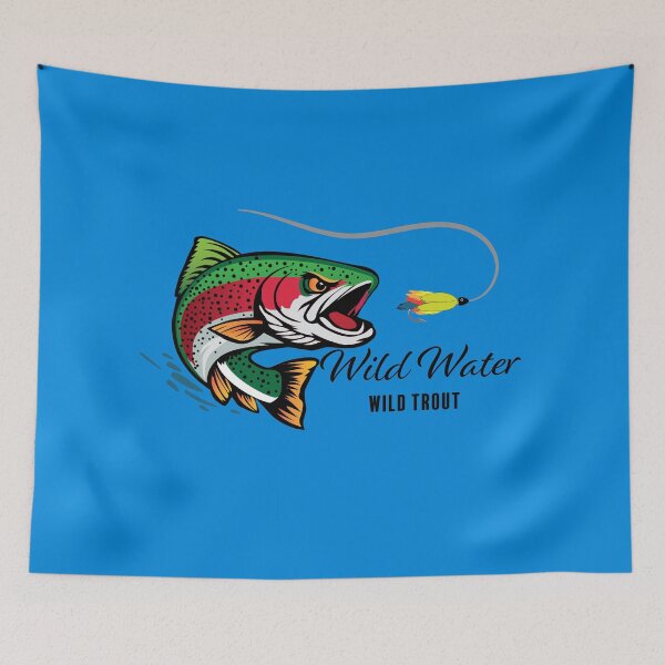 Item preview, Rainbow trout fishing logo style illustration "Wild Water, Wild Ttout". designed and sold by Art-Horizon.