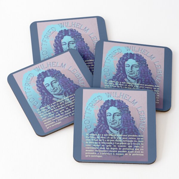 Item preview, Gottfried Wilhelm Leibniz quote: Or, comme il y a une infinité d'univers possibles dans les idées de Dieu, et qu'il n'en peut exister qu'un seul, designed and sold by artbleed.