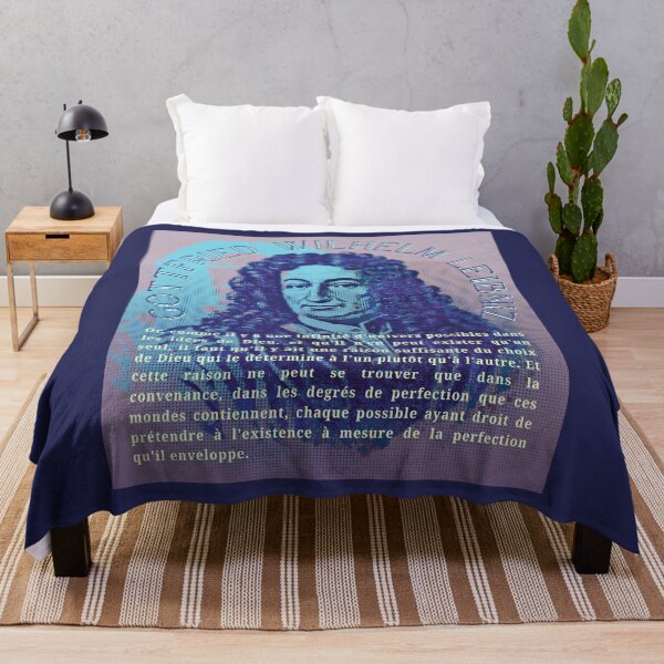 Item preview, Gottfried Wilhelm Leibniz quote: Or, comme il y a une infinité d'univers possibles dans les idées de Dieu, et qu'il n'en peut exister qu'un seul, designed and sold by artbleed.