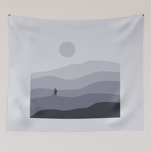 Item preview, Jesus Christ the Good Shepherd & His sheep on Sand Dune And Sun, A christian Imaginary Art– Psalm 23 Pastel Desert Art | Bluish Gray designed and sold by ZechJohnRB.