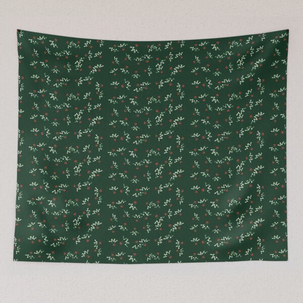 Item preview, Mistletoe Repeat Pattern - Festive Pine Green Mistletoe Sprig designed and sold by cute-animals99.