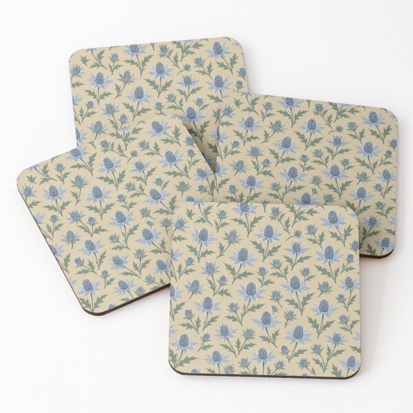 Item preview, Sea Holly Pattern | Spiky Blue Eryngium Botanical Scatter on Sand designed and sold by StickyGuys.