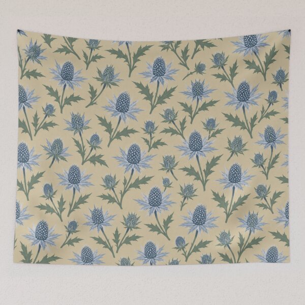 Item preview, Sea Holly Pattern | Spiky Blue Eryngium Botanical Scatter on Sand designed and sold by StickyGuys.