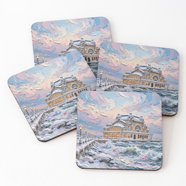 Item preview, Cozy Christmas Casino Constanta | Winter Wonderland Impasto Art designed and sold by doinitzart.