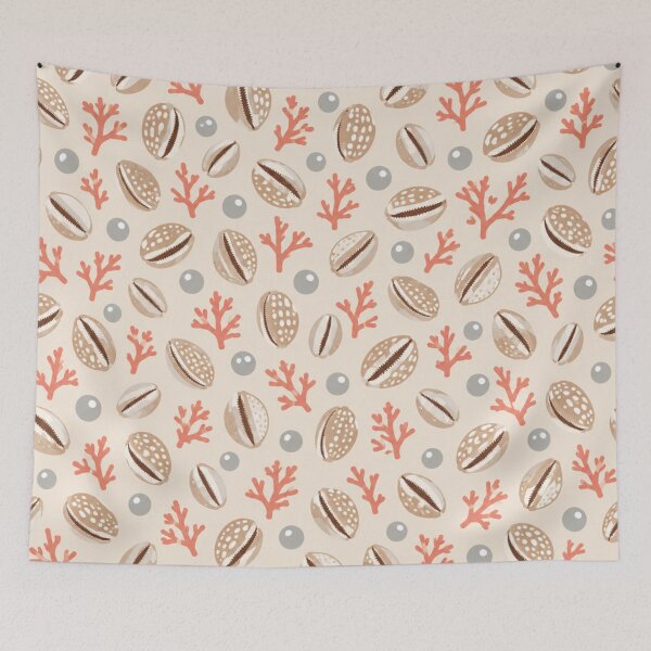 Item preview, Cowrie Shell Pattern | Spotted Seashells, Coral and Pearls Coastal Scatter designed and sold by StickyGuys.