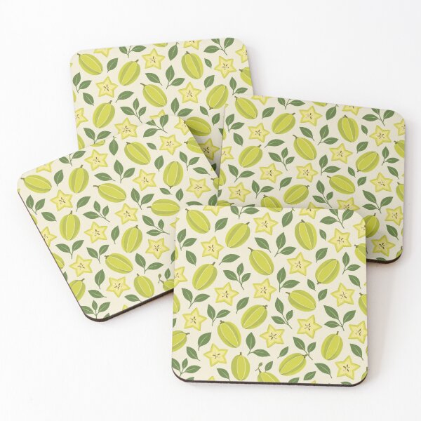 Item preview, Starfruit Pattern | Carambola Tropical Fruit and Star Slices on Cream designed and sold by StickyGuys.