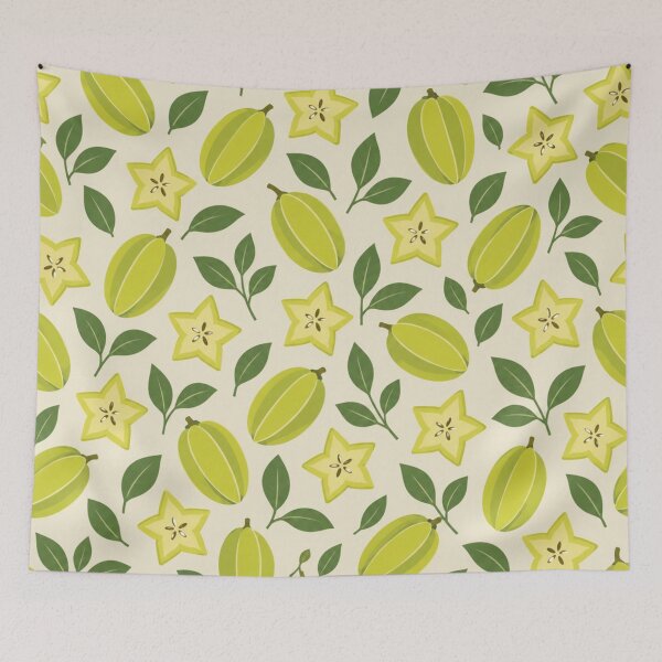 Item preview, Starfruit Pattern | Carambola Tropical Fruit and Star Slices on Cream designed and sold by StickyGuys.