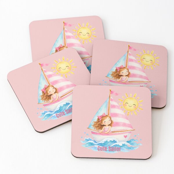 Item preview, Cute Sailor Girl in Sailboat Watercolor designed and sold by Alaa-love-art.