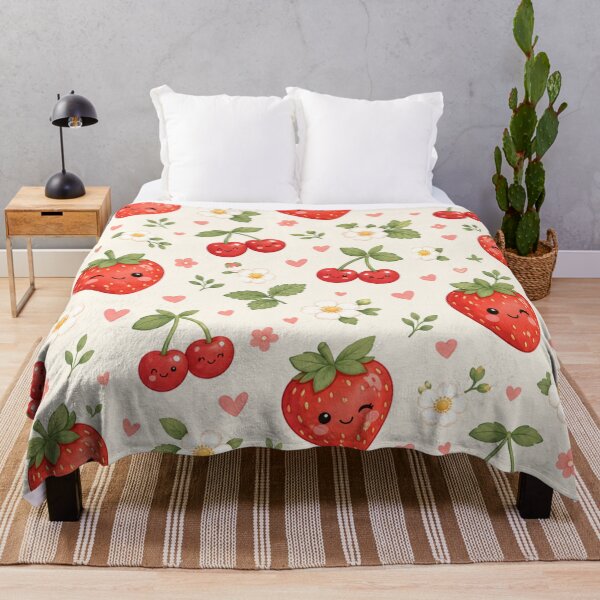 Item preview, Kawaii Strawberry Cherries Cute Sweet Fruit Seamless Pattern designed and sold by Shivora Studio.
