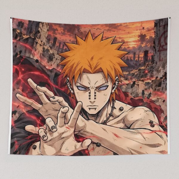 Item preview, Orange-Haired Anime Villain in Akatsuki Cloak – Dark Shinobi Battle Art designed and sold by Dyan4.