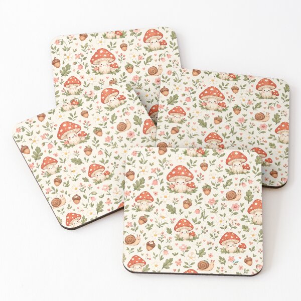 Item preview, Cute Cottagecore Woodland Mushrooms Snails Seamless Pattern designed and sold by Shivora Studio.