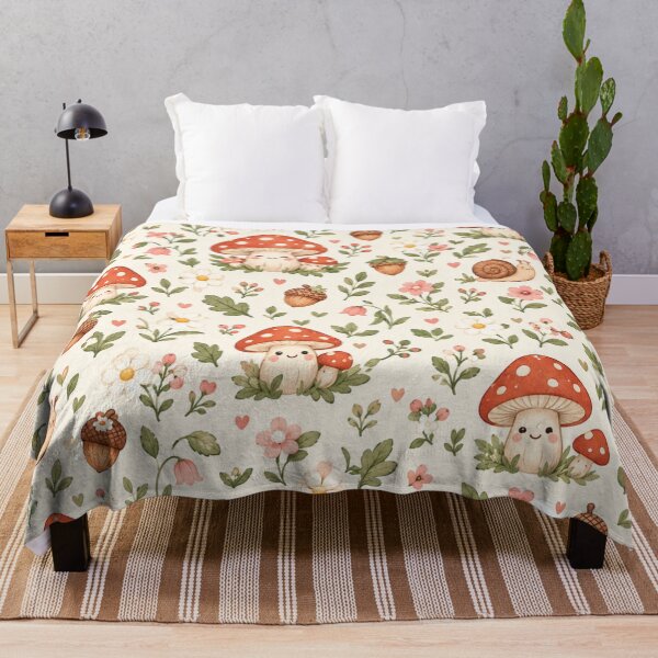 Item preview, Cute Cottagecore Woodland Mushrooms Snails Seamless Pattern designed and sold by Shivora Studio.