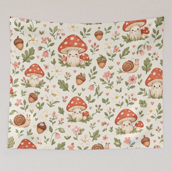 Item preview, Cute Cottagecore Woodland Mushrooms Snails Seamless Pattern designed and sold by Shivora Studio.