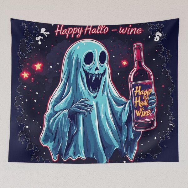 Item preview, Happy Hallo-Wine Spooky Ghost Wine Lover Pun designed and sold by FusionCipher.