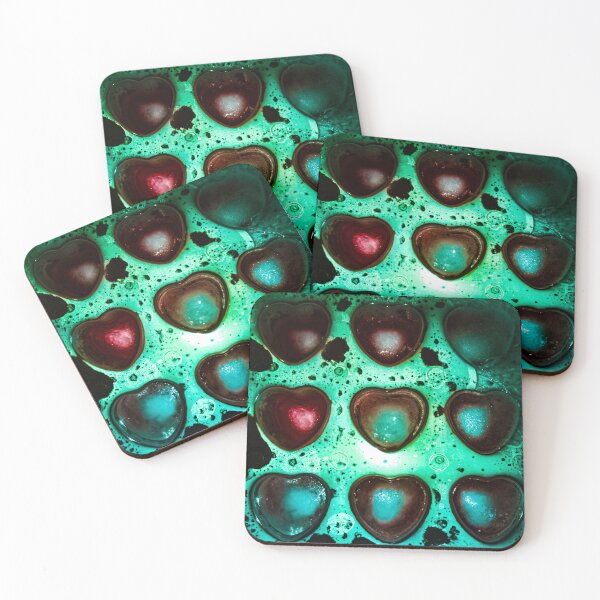 Item preview, Electric Hearts – Turquoise and Red Abstract Heart Art, Dark Romantic Aesthetic designed and sold by Visual Arts Dominika Cybuch.