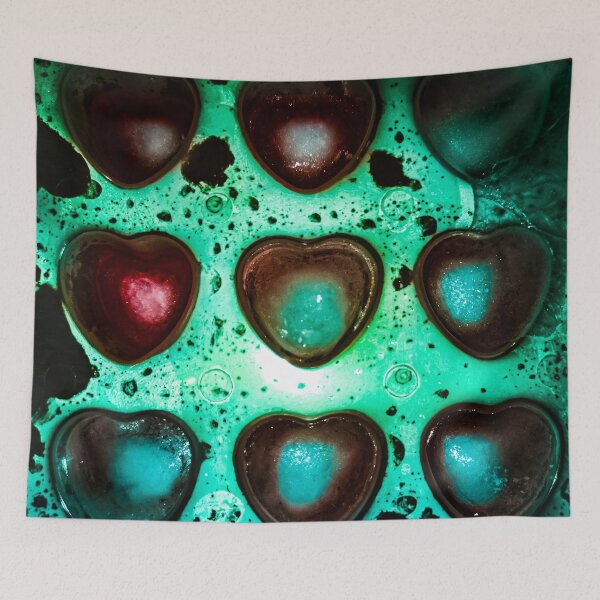 Item preview, Electric Hearts – Turquoise and Red Abstract Heart Art, Dark Romantic Aesthetic designed and sold by Visual Arts Dominika Cybuch.