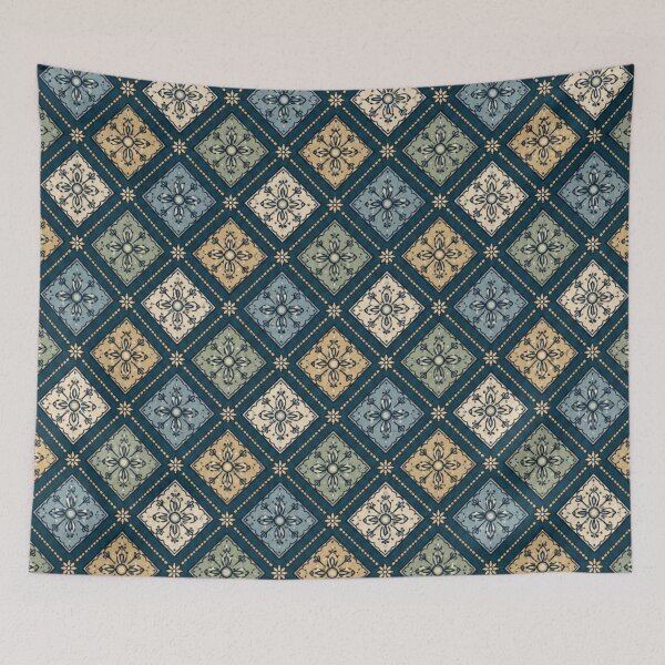 Item preview, Vintage Blue And Gold Tile Pattern designed and sold by LakLuxe studio .
