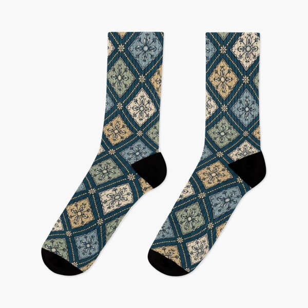 Item preview, Vintage Blue And Gold Tile Pattern designed and sold by LakLuxe studio .