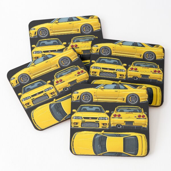 Item preview, Yellow Japanese Retro Sports Coupe Four Views designed and sold by THAT-ONE-TEE.