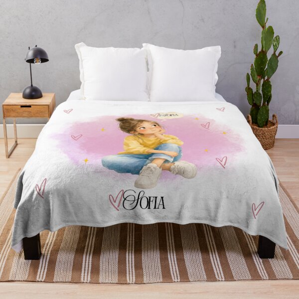 Item preview, Personalized Girls’ Blanket with Name..... designed and sold by Cartoon art with a purpose ❤️ Supporting Althea’s friends .