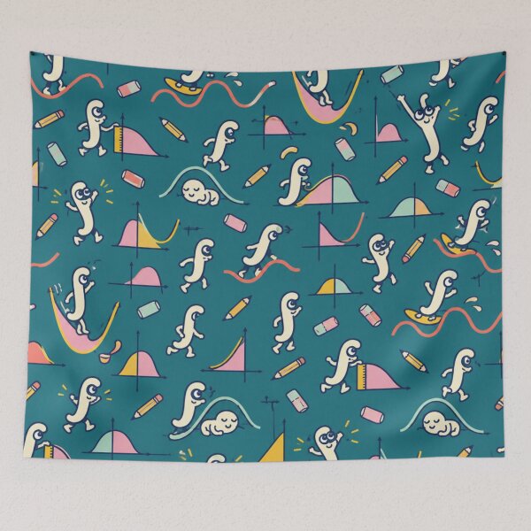 Item preview, Integral Calculus Funny Math Pattern | Cute Integral Signs Surfing Sine Waves and Napping Under Curves designed and sold by DebugLab.