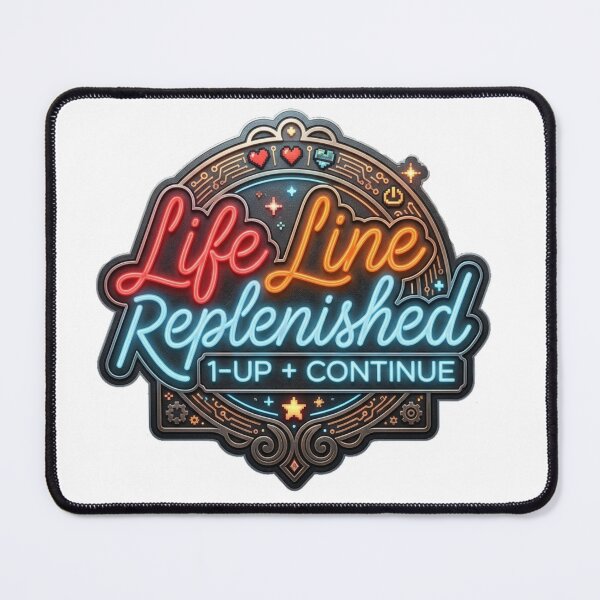 Item preview, Cyber Retro Life Line Replenished 1-UP Gaming Badge Sticker designed and sold by RetroPixel.Vibe.