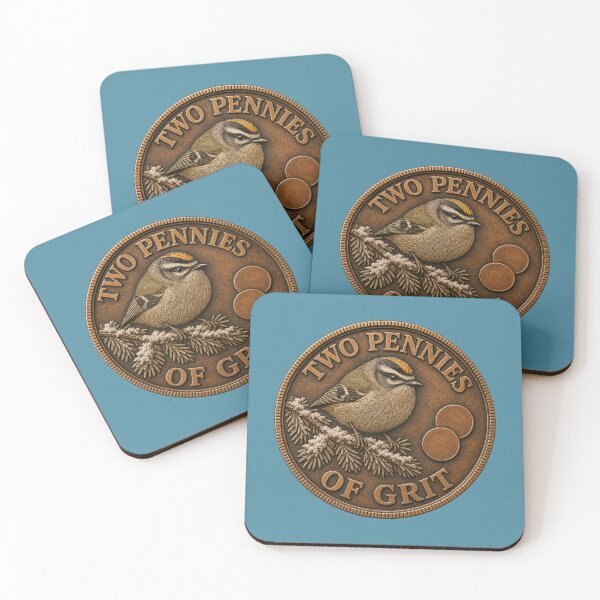 Item preview, Golden Crowned Kinglet Two Pennies of Grit Coin Tiny Winter Bird designed and sold by shifumart.