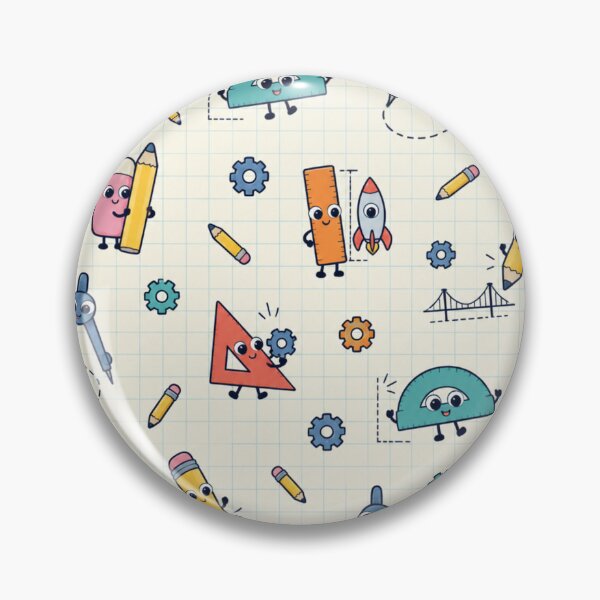 Item preview, Graph Paper Engineer Pattern | Cute Pencils, Compasses and Protractors Sketching Bridges and Rockets designed and sold by DebugLab.