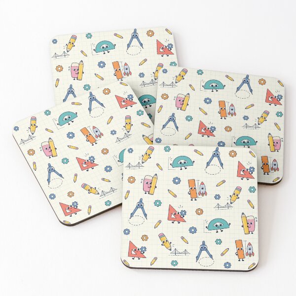 Item preview, Graph Paper Engineer Pattern | Cute Pencils, Compasses and Protractors Sketching Bridges and Rockets designed and sold by DebugLab.