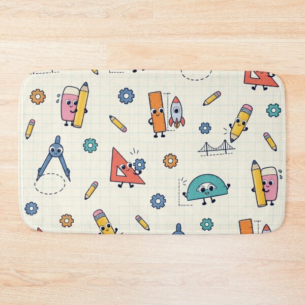 Item preview, Graph Paper Engineer Pattern | Cute Pencils, Compasses and Protractors Sketching Bridges and Rockets designed and sold by DebugLab.