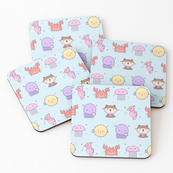 Item preview, Kawaii Ocean Animals Seahorse Crab Jellyfish Pattern designed and sold by Coco Zone .
