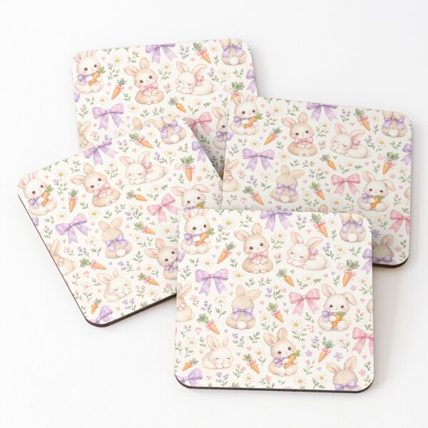 Item preview, Cute Bunny Rabbit Carrots Lavender Bows Easter Seamless Pattern designed and sold by Shivora Studio.