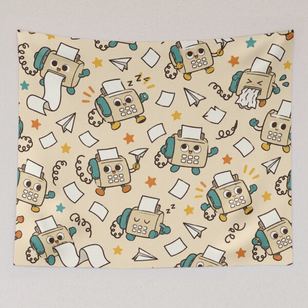 Item preview, Fax Machine Retro Office Pattern | Cute Vintage Faxes Ringing, Jamming and Folding Paper Airplanes designed and sold by DebugLab.