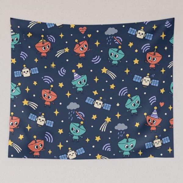 Item preview, Satellite Dish Funny Pattern | Cute Dishes Catching Signals, Falling Stars and Waving Satellites designed and sold by DebugLab.