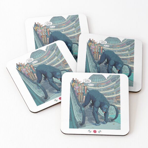 Item preview, Bigfoot Mall Escalator Forward Fold - Funny Standing Fold Yoga Art designed and sold by Whimsy Trail Co.