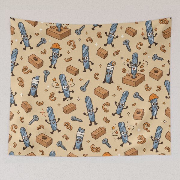 Item preview, Drill Bit Funny Pattern | Cute Twist Drill Bits Boring Holes, Spinning Dizzy and Wearing Hard Hats designed and sold by DebugLab.