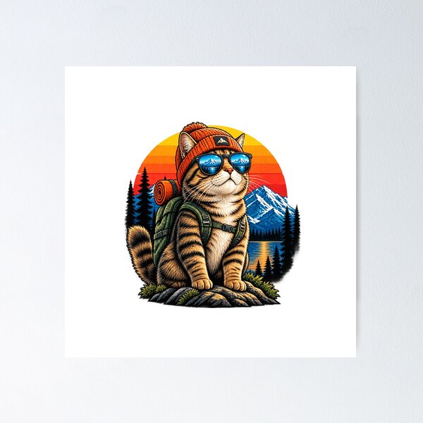 Item preview, Adventure Cat Hiking in the Mountains designed and sold by RobertArt08.