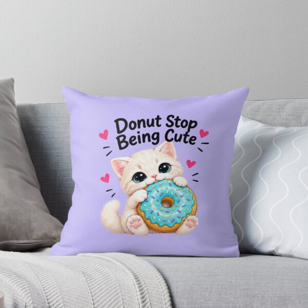 Item preview, Donut Stop Being Cute Kawaii White Kitten designed and sold by MushArtist.