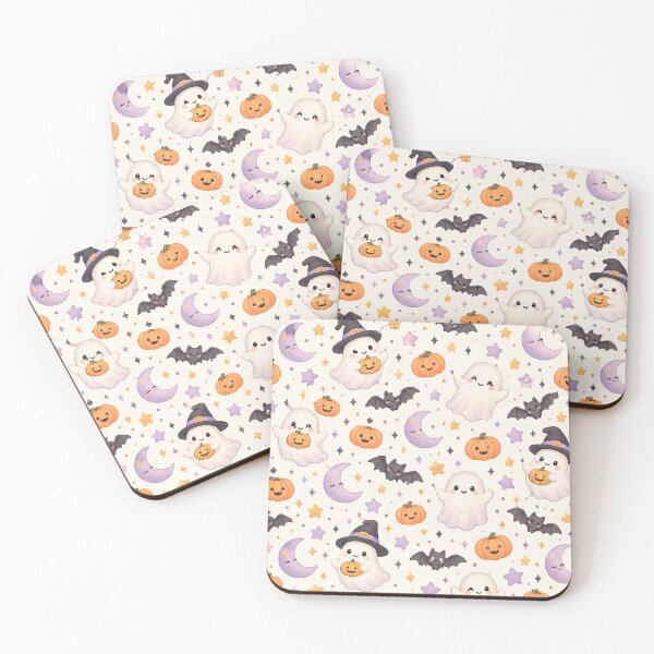 Item preview, Cute Kawaii Halloween Ghosts Pumpkins Bats Pastel Pattern designed and sold by Shivora Studio.