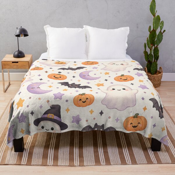 Item preview, Cute Kawaii Halloween Ghosts Pumpkins Bats Pastel Pattern designed and sold by Shivora Studio.