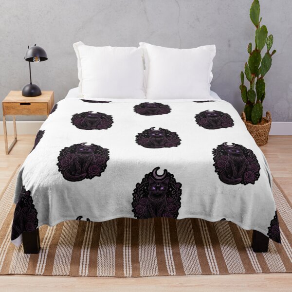 Item preview, Gothic Moon Cat with Purple Roses – Dark Witchcore Sticker designed and sold by JanjjaSoulInk.