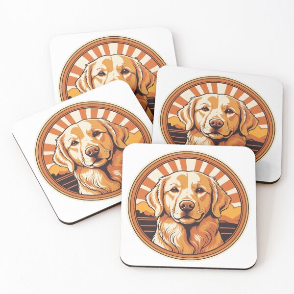 Item preview, Golden Retriever Retro Sunset Badge designed and sold by tarekmeziani.