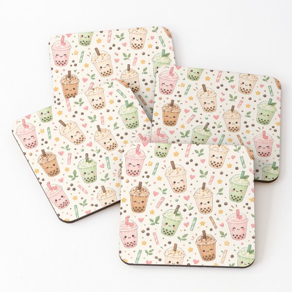 Item preview, Kawaii Boba Bubble Tea Drinks Milk Tea Seamless Pattern designed and sold by Shivora Studio.