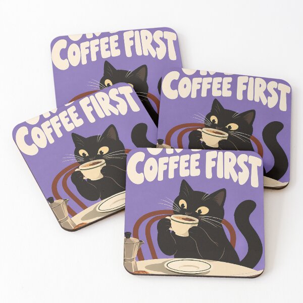 Item preview, Ok But Coffee First Black Cat Espresso designed and sold by SaucyWallStudio.