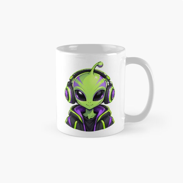 Item preview, Green Alien with Headphones Neon Music Art designed and sold by T0LD Studio.