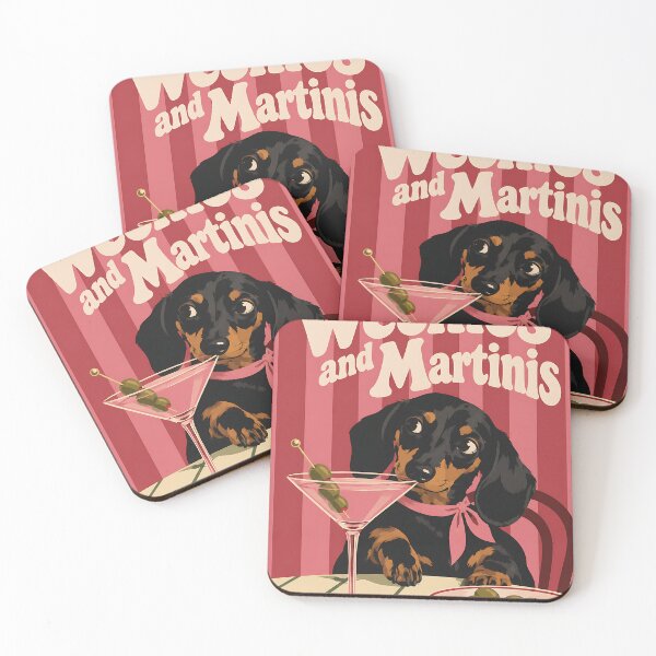 Item preview, Weenies and Martinis Dachshund Cocktail designed and sold by SaucyWallStudio.