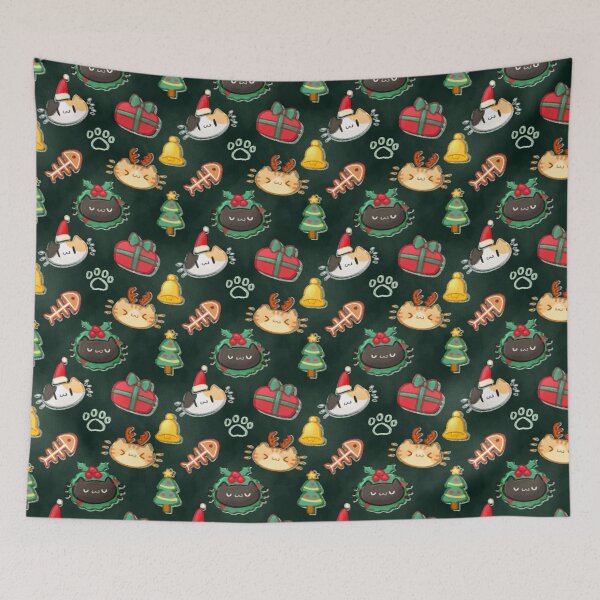 Item preview, Meowy Christmas Cute Cat Holiday Pattern designed and sold by orcalus.
