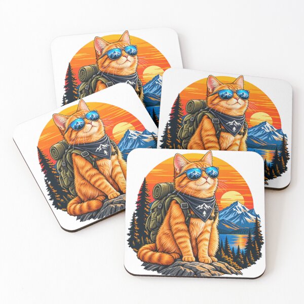 Item preview, Cool Cat Mountain Adventure Retro Sunset designed and sold by RobertArt08.