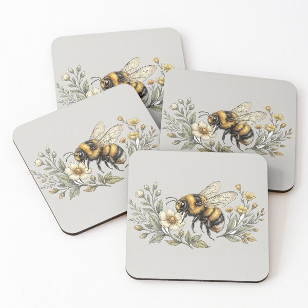 Item preview, Vintage Botanical Bumblebee and Wildflowers designed and sold by TrendznHitz.
